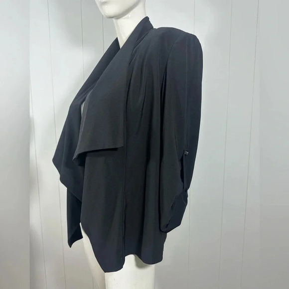 Calvin Klein Blazer Jacket Open Front Ruffled Stretch Office w shoulder pads - Picture 3 of 10